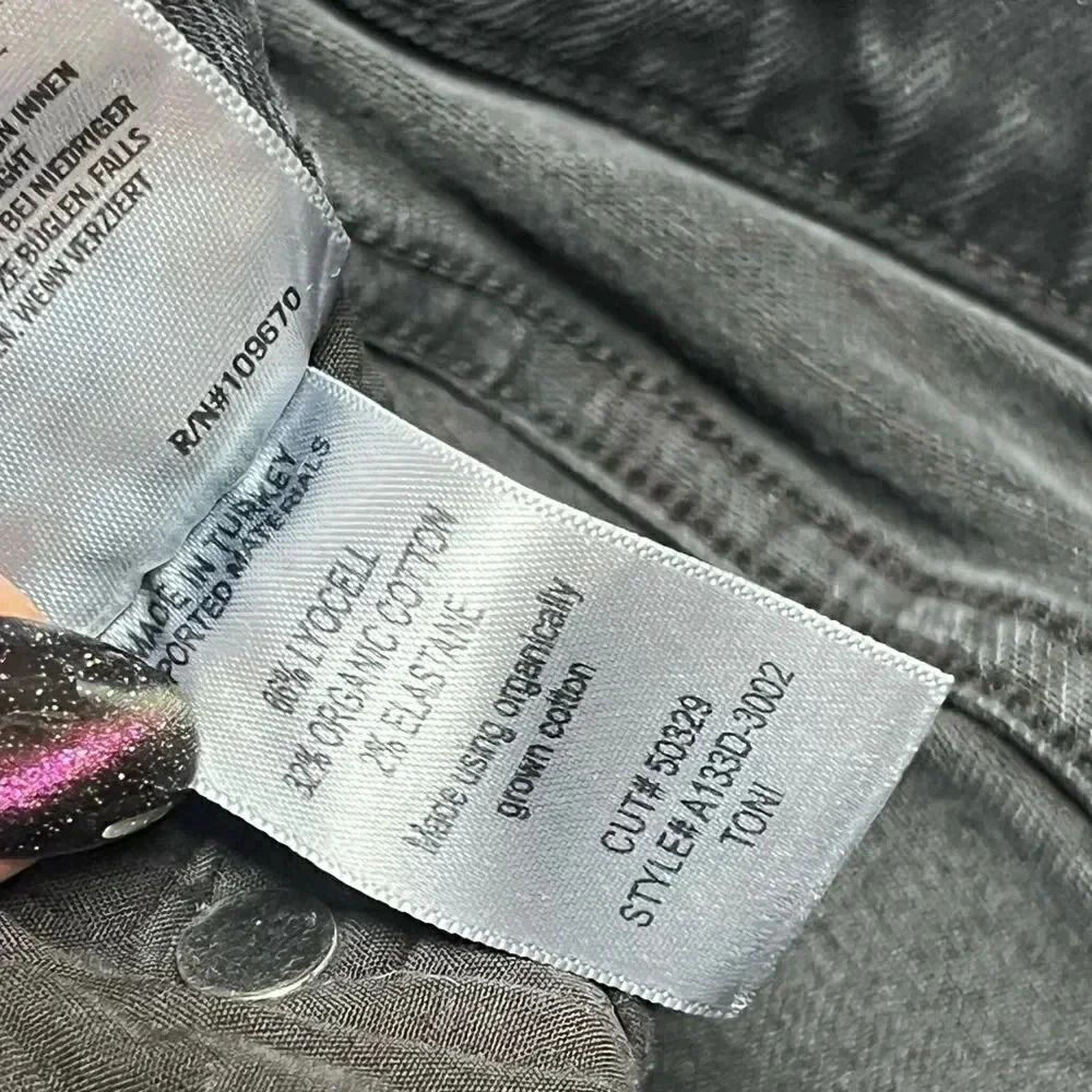 AGOLDE Toni Mid-Rise Slim Straight lyocell blend Jeans in Feral black sz 27 - Picture 8 of 10